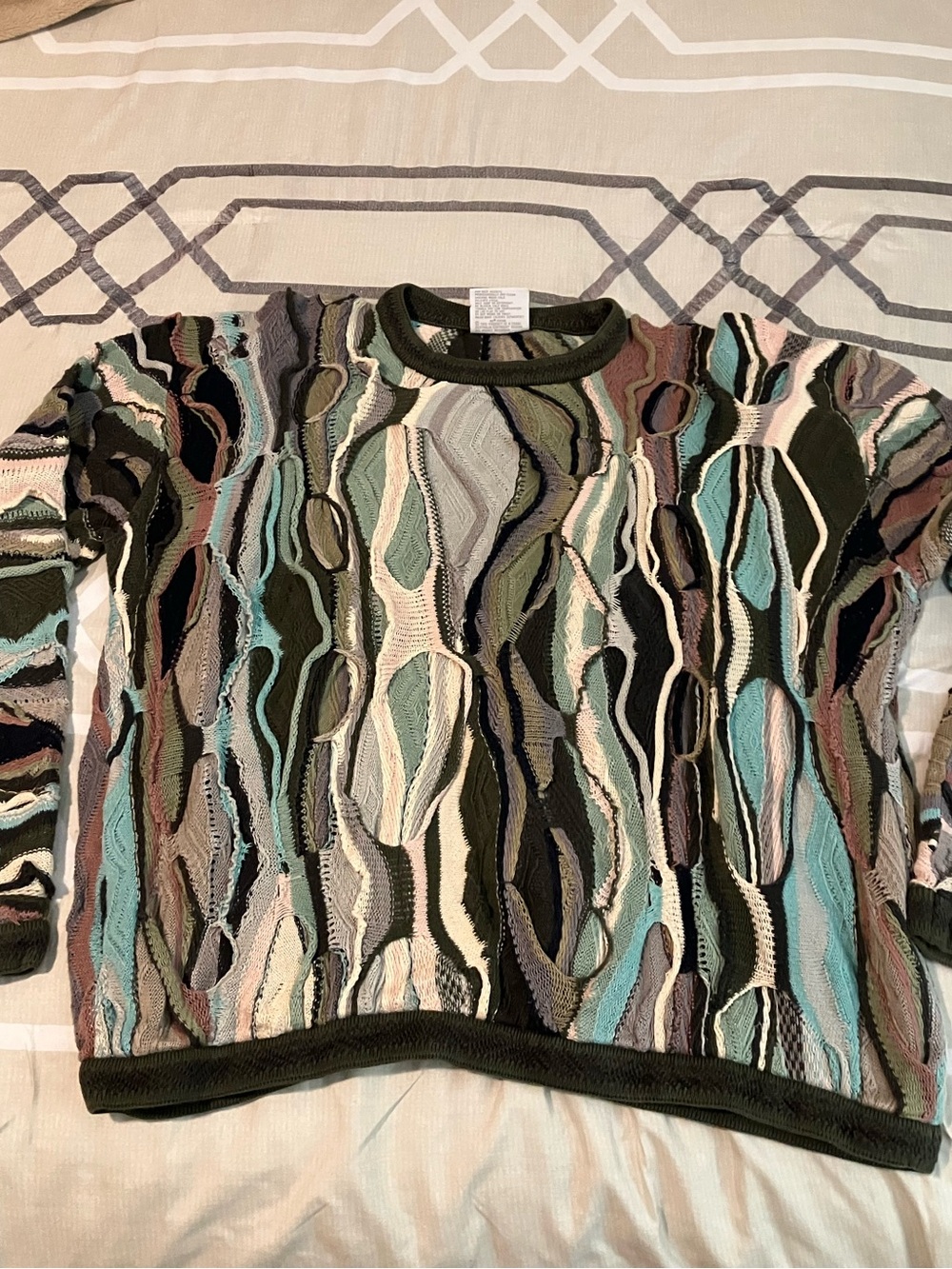 90’s Coogi Sweater Vintage Australia Multi Color 3D Knit Mercerised Cotton XL